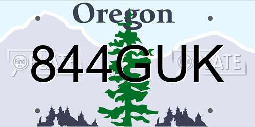 844GUK Oregon License Plate