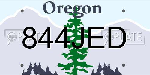 844JED Oregon License Plate