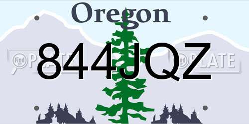844JQZ Oregon License Plate