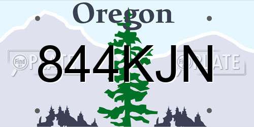 844KJN Oregon License Plate
