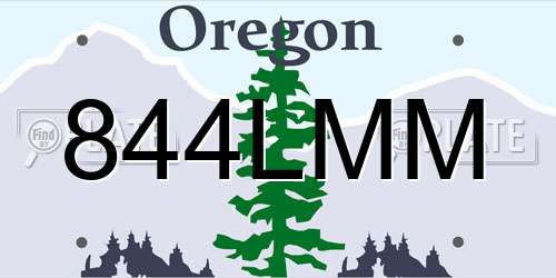 844LMM Oregon License Plate