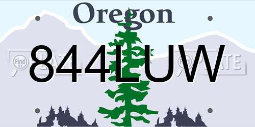 844LUW Oregon License Plate