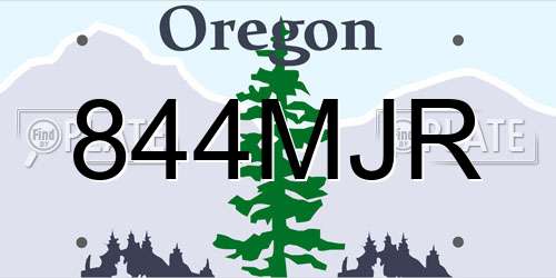 844MJR Oregon License Plate