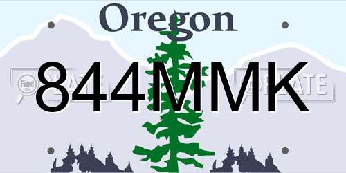 844MMK Oregon License Plate