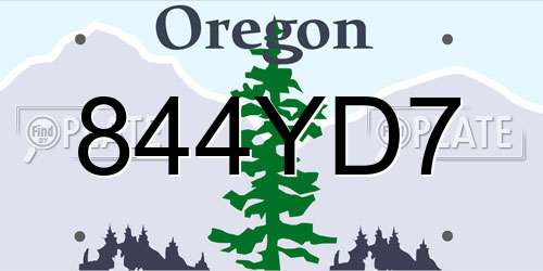 844YD7 Oregon License Plate