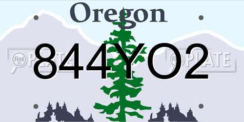 844YO2 Oregon License Plate