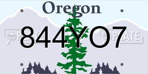 844YO7 Oregon License Plate