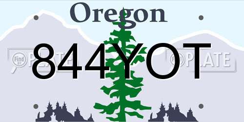 844YOT Oregon License Plate