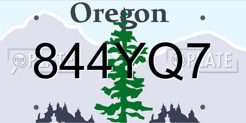 844YQ7 Oregon License Plate