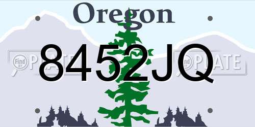 8452JQ Oregon License Plate