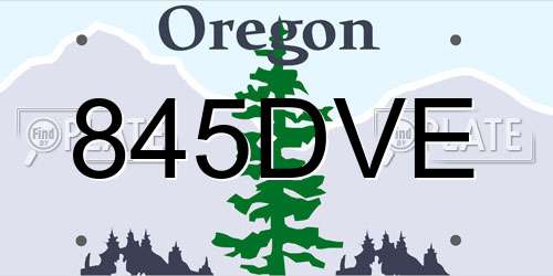 845DVE Oregon License Plate