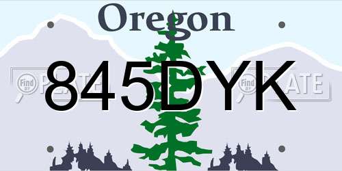 845DYK Oregon License Plate