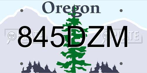 845DZM Oregon License Plate