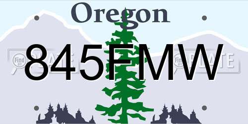 845FMW Oregon License Plate