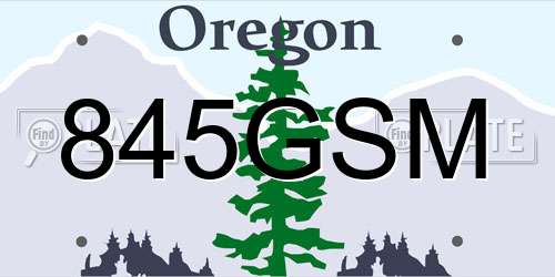 845GSM Oregon License Plate
