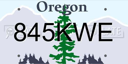 845KWE Oregon License Plate