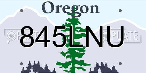 845LNU Oregon License Plate