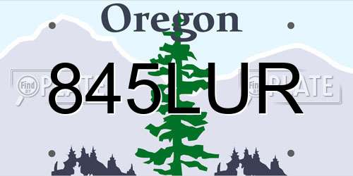 845LUR Oregon License Plate