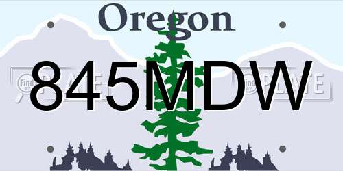 845MDW Oregon License Plate