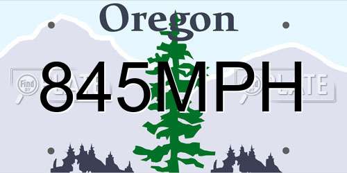 845MPH Oregon License Plate