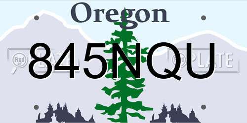 845NQU Oregon License Plate