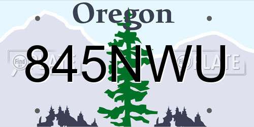 845NWU Oregon License Plate