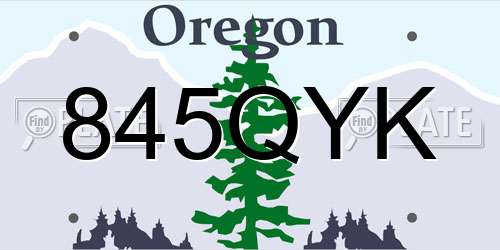 845QYK Oregon License Plate