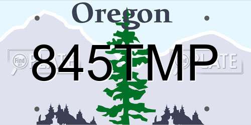 845TMP Oregon License Plate