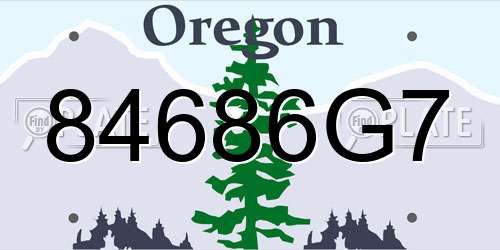 84686G7 Oregon License Plate