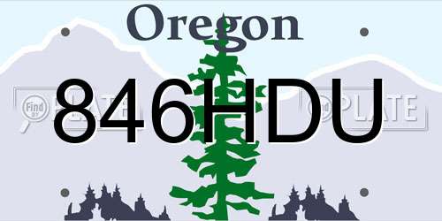 846HDU Oregon License Plate