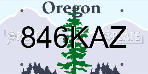 846KAZ Oregon License Plate