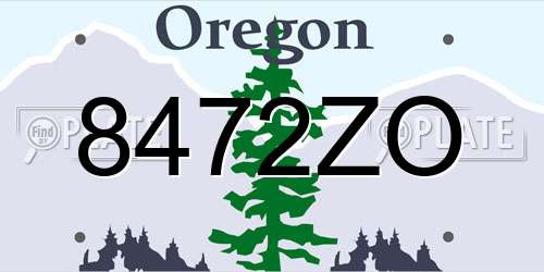 8472ZO Oregon License Plate