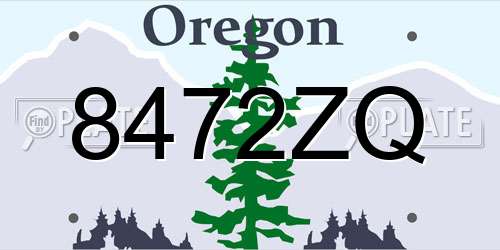 8472ZQ Oregon License Plate
