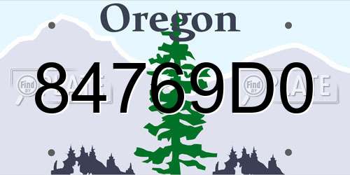 84769D0 Oregon License Plate