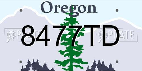 8477TD Oregon License Plate