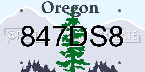 847DS8 Oregon License Plate
