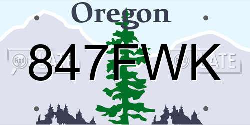 847FWK Oregon License Plate