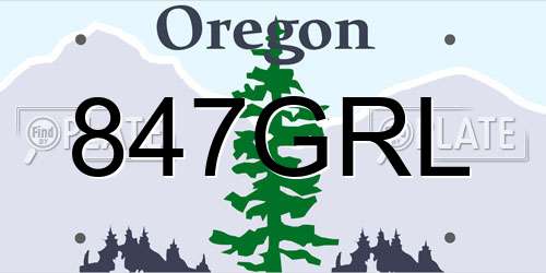 847GRL Oregon License Plate
