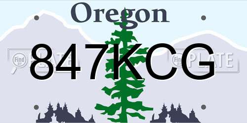847KCG Oregon License Plate
