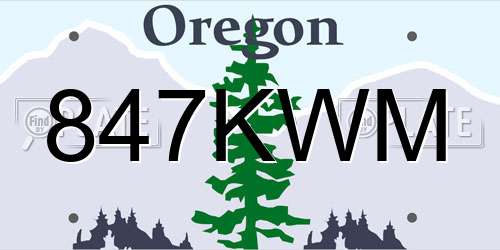 847KWM Oregon License Plate