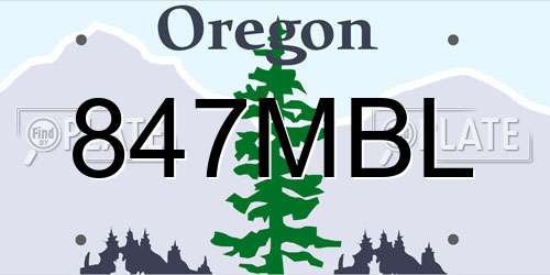 847MBL Oregon License Plate