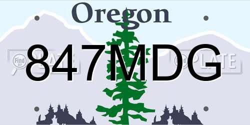 847MDG Oregon License Plate