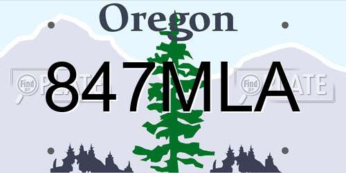 847MLA Oregon License Plate