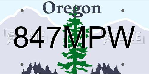 847MPW Oregon License Plate