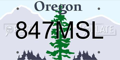 847MSL Oregon License Plate