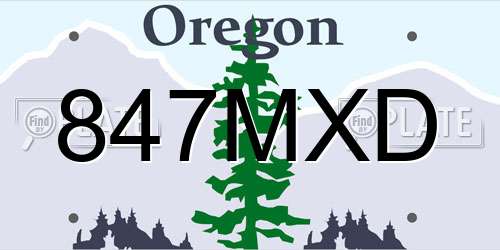 847MXD Oregon License Plate