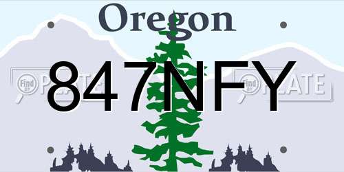 847NFY Oregon License Plate
