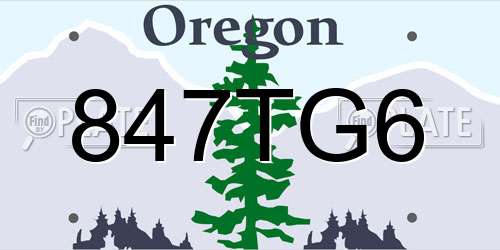 847TG6 Oregon License Plate
