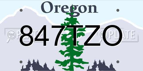 847TZO Oregon License Plate