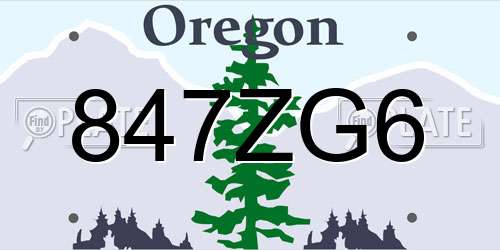 847ZG6 Oregon License Plate